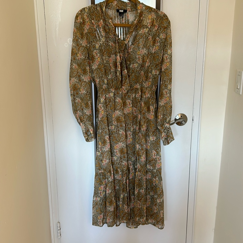 Flower and paisley print midi dress